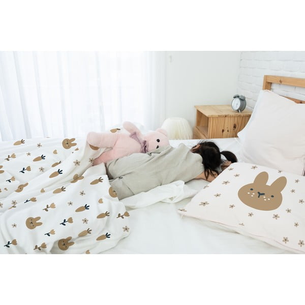 Puuvill-satiinist laste voodipesu üheinimesevoodile 135x200 cm Sweet Bunnies - Butter Kings-image-1