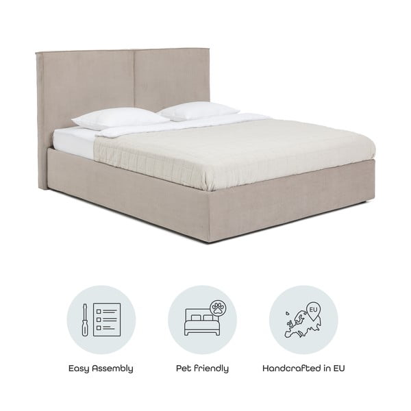 Taupe polsterdatud kaheinimesevoodi koos voodipõhja ja panipaigaga 180x200cm Thessa Bold - Bonami Selection-image-4
