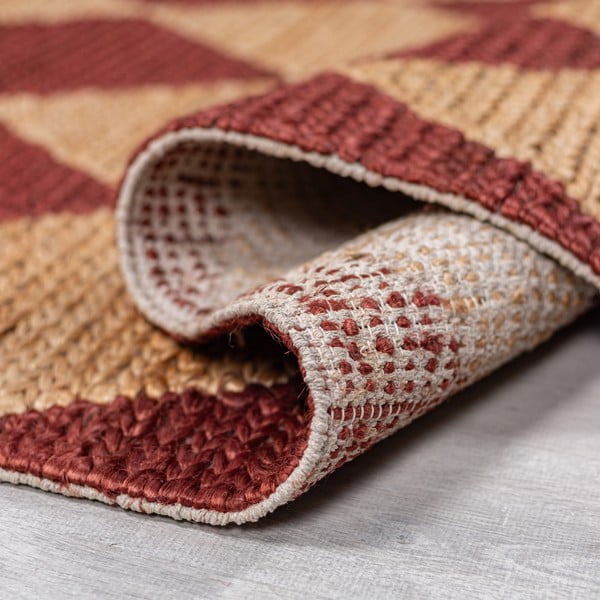 Terrakottapunane käsitsi kootud džuudiseguga vaip 120x170 cm Effie Diamond - Flair Rugs-image-3