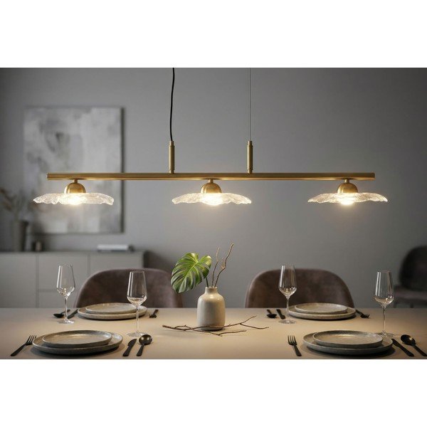 Kuldse värvi metallist ripplamp klaasist varjuga Emily - Mauro Ferretti-image-1