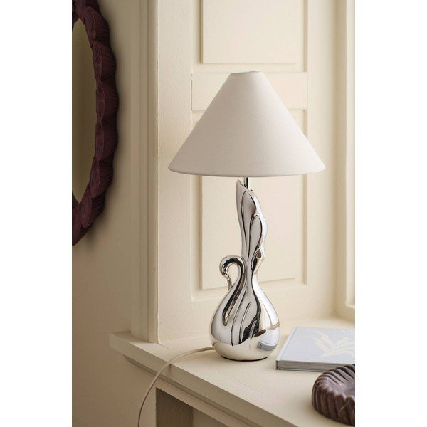 Valge/hõbedane polüresiinist laualamp (kõrgus 53 cm) Swan - Ellos Home-image-2
