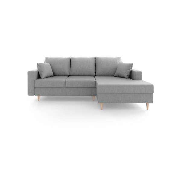 Šedá rozkládací pohovka s úložným prostorem Mazzini Sofas Aubrieta, pravý roh-image-3