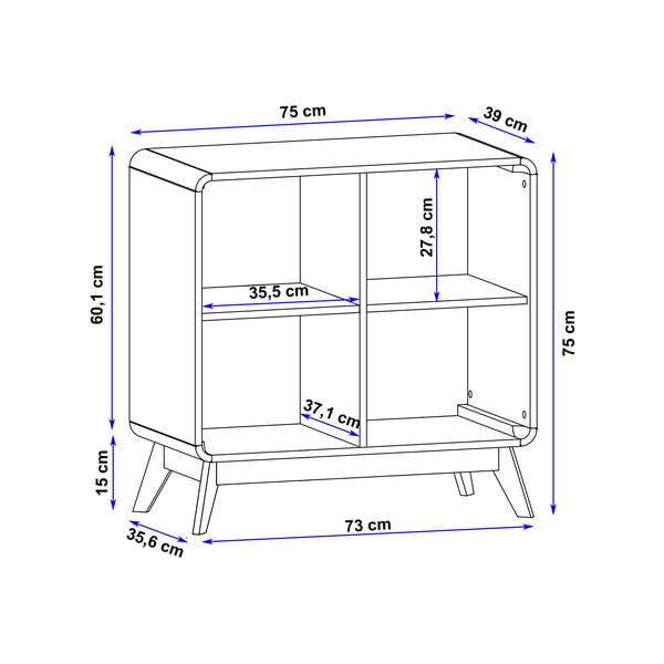 Raamaturiiul tammedekooriga 75x75 cm Caitlin - Støraa-image-3