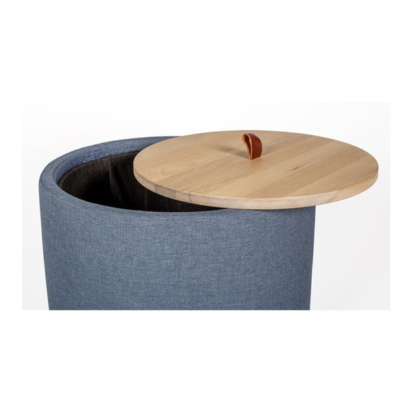 Odkládací stolek v denimově modré barvě se snímatelnou deskou z dubového dřeva Askala Ibisco, ⌀ 56 cm-image-1