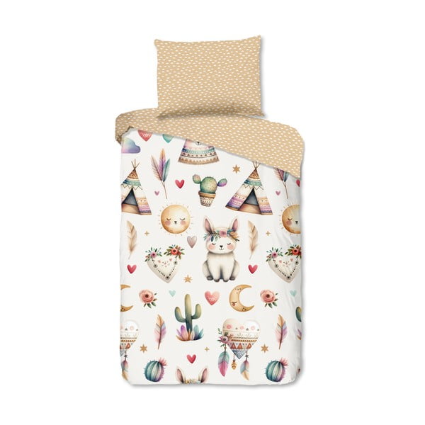 Beež puuvillane laste voodipesu üheinimesevoodile 140x200 cm Luz - Good Morning