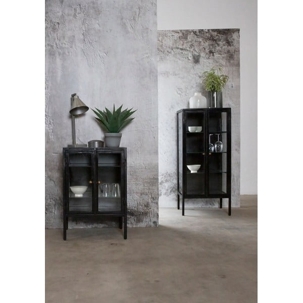 Černá vitrína Canett Nino, výška 131 cm-image-2