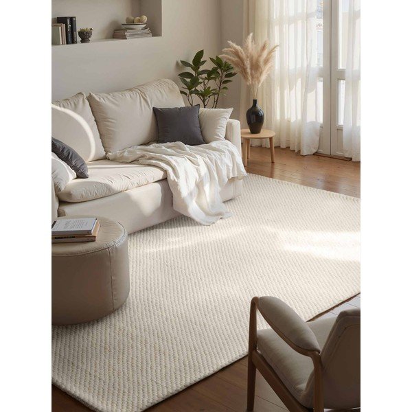 Kreemikas käsitsi kootud villane vaip 160x230 cm Lyon Beans - Elle Decoration-image-1