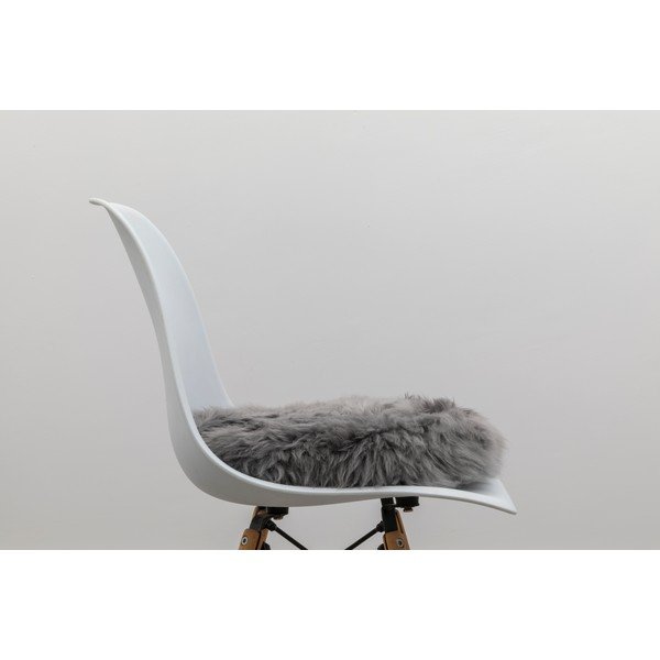 Ümmargune hall lambanahkne istmepadi, ⌀ 40 cm - Native Natural-image-3