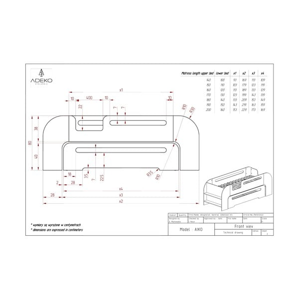 Puiduvärvi väljatõmmatava osaga lastevoodi 80x200 cm AIKO - Adeko-image-4