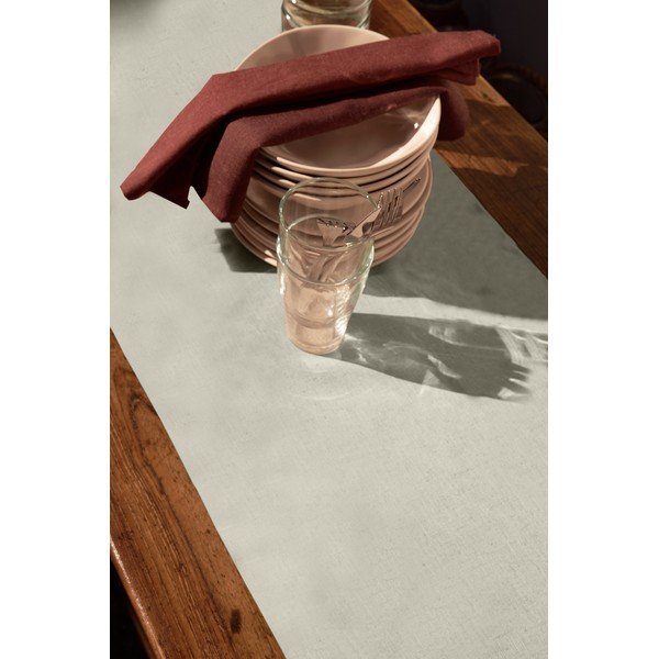 Kreemjas laudlina puuvillast ja linasest riidest , 45 x 135 cm Pure Menorca - Tierra Bella-image-1