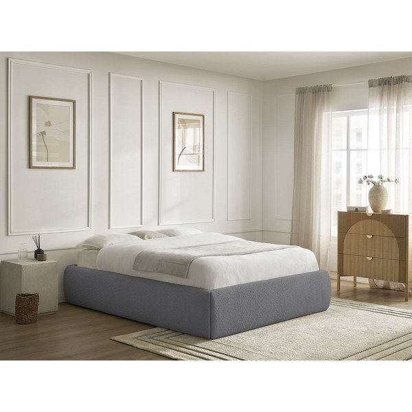 Tumehall polsterdatud kaheinimesevoodi koos panipaiga ja voodipõhjaga, ilma peatsita 180x200 cm Inera - Bobochic Paris-image-1