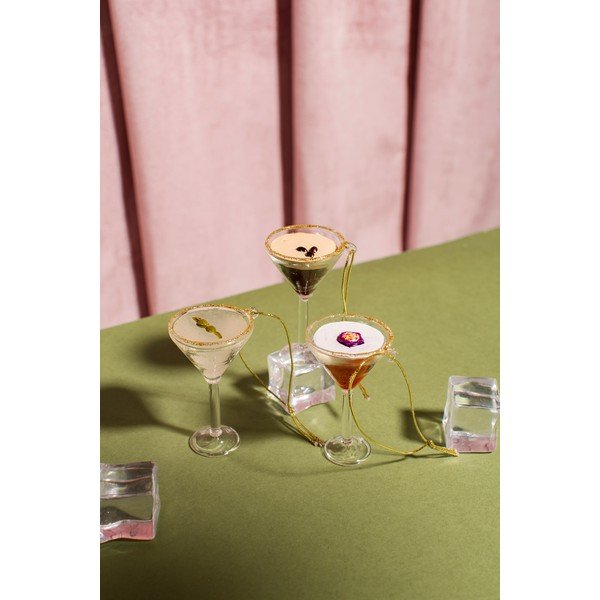 Klaasist jõulukaunistused, 3 tk, 15,5 cm Martini Cocktail – Sass & Belle-image-2