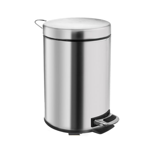 Pedaaliga roostevabast terasest prügikast, läikiv hõbedane 3 l - Orion-image-4