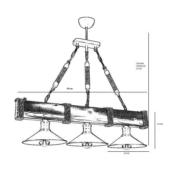 Sarvepuust riputuslamp Kütük Yanık - Opviq lights-image-2