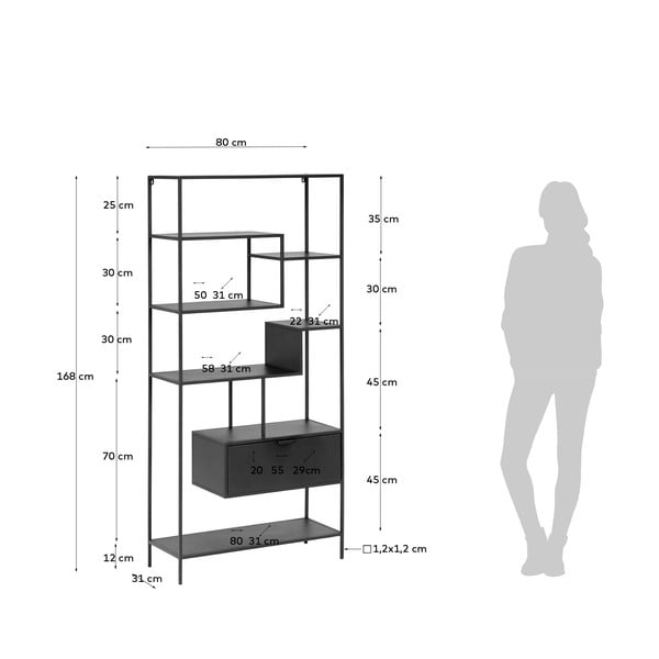 Must metallist raamaturiiul 80x168 cm Shantay - Kave Home-image-4