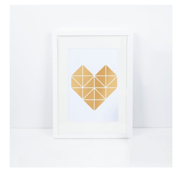 Plakát Origami Herz Gold, A3