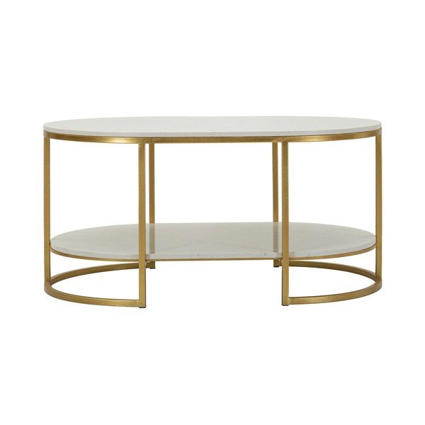 Valge/kuldne diivanilaud marmorist pealispinnaga 60x90 cm Izmir - Mauro Ferretti