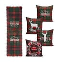 Komplekt 4 jõulupadjakatet ja lauajooksikut Tartan Christmas - Minimalist Cushion Covers