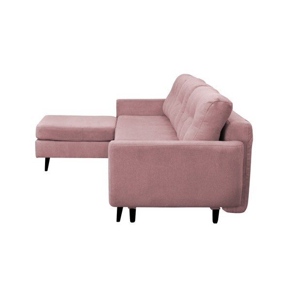 Světle růžová rozkládací pohovka s černými nohami Mazzini Sofas Hortensia, levý roh-image-3