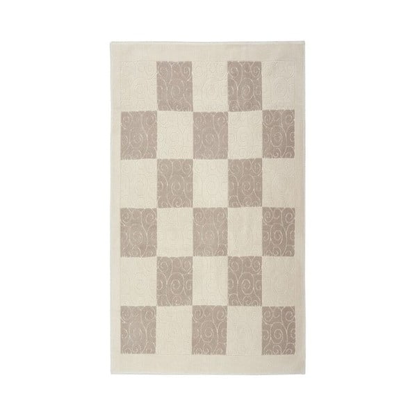 Krémový bavlněný koberec Check, 80 x 300 cm