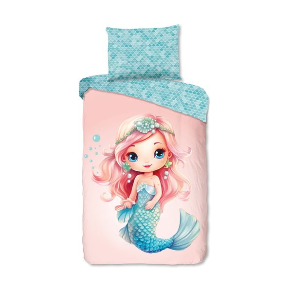 Sinine-roosa puuvillane laste voodipesu üheinimesevoodile 140x200 cm Alisse - Good Morning