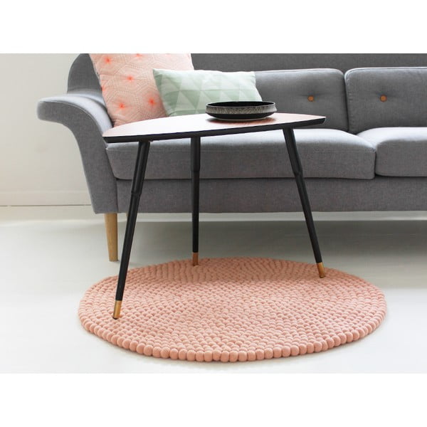 Roosa pallivillane vaip , ⌀ 90 cm Ball Rugs - Wooldot-image-1