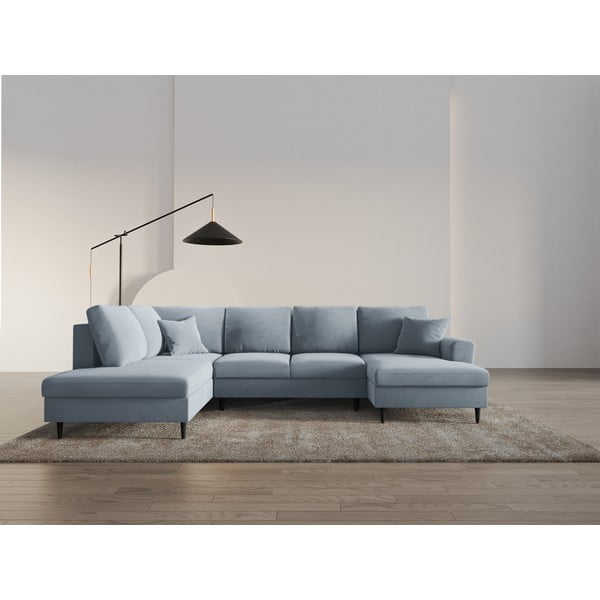 Helesinine sametist panipaigaga nurgadiivanvoodi (vasak nurk/"U"-kujuline) Kyoto - Cosmopolitan Design-image-2