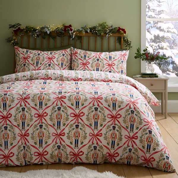 Üheinimese voodipesu naturaalses värvitoonis 135x200 cm Christmas Nutcracker Bows - Catherine Lansfield