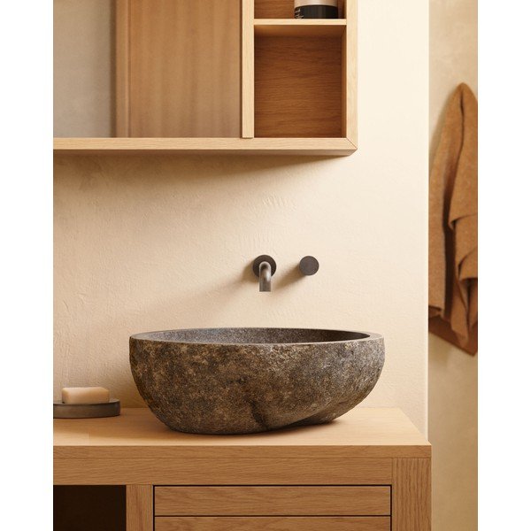 Hall kivist ümmargune kraanikauss ø 40 cm Tetsu - Kave Home-image-1