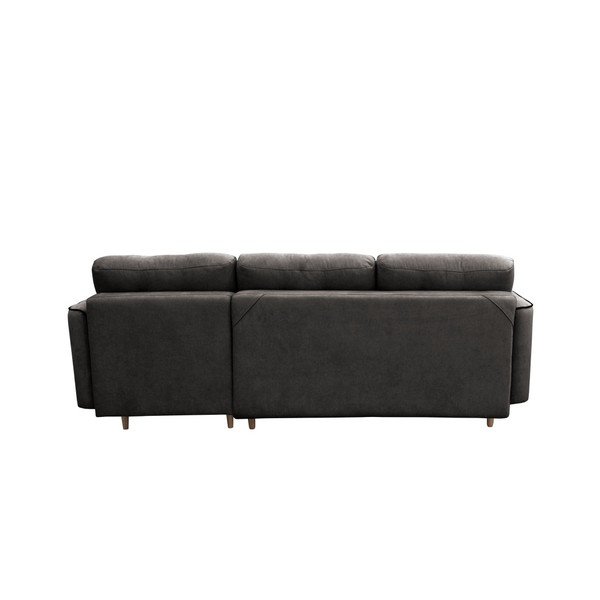 Tmavě šedá rozkládací pohovka se světlými nohami Mazzini Sofas Ladybird, pravý roh-image-1
