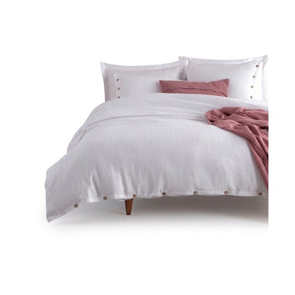 Valge Renforcé puuvillast voodipesu üheinimesevoodile 140x200 cm Como Striped - Mila Home Luxury