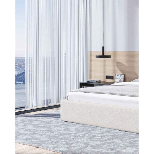 Beeži värvi pehmendusega kaheinimesevoodi koos riiuliga 180x200 cm. Bufo - MESONICA-image-4