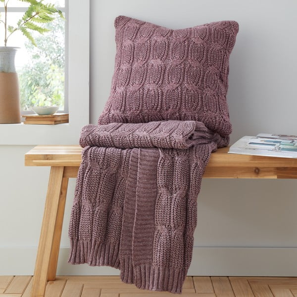 Lilla kootud tekk 130x170 cm Chunky Marl Knit - Catherine Lansfield-image-3