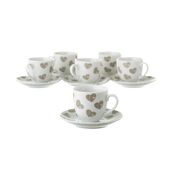 Sada 6 šálků s podšálky na kovovém stojanu Unimasa Love-image-2