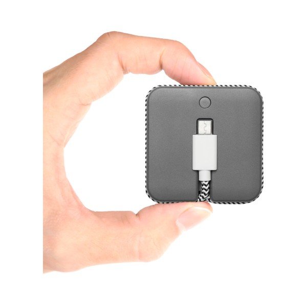 Šedá powerbanka s nabíjecím Micro USB kabelem Native Union Jump Cable, délka 45 cm-image-3