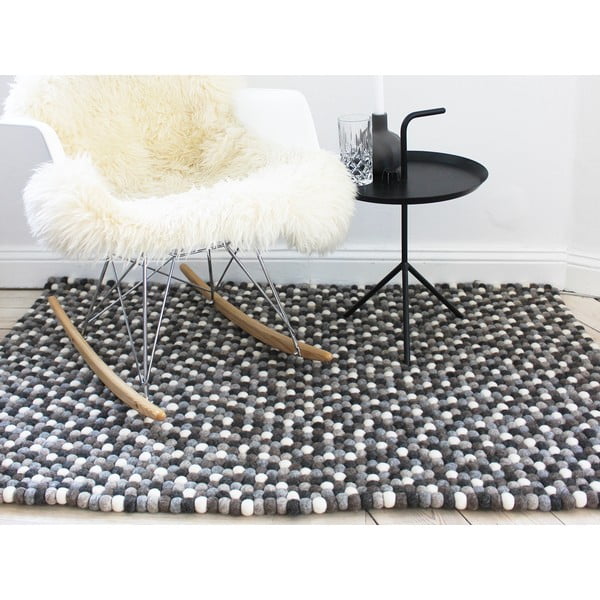 Hall ja valge pallivillane vaip , 100 x 150 cm Ball Rugs - Wooldot-image-1