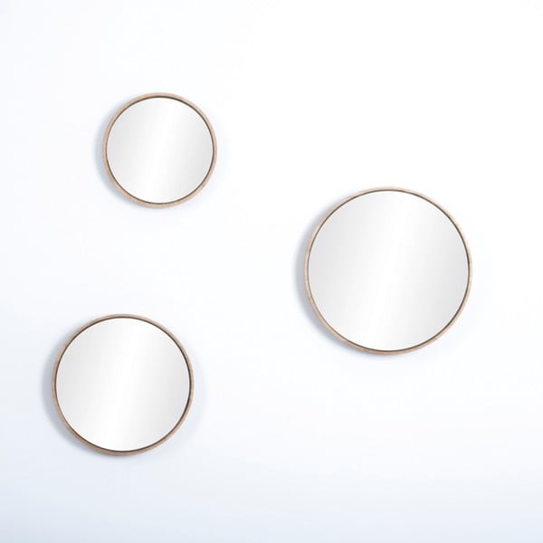 Täispuidust tammepuust raamiga seinapeegel , ⌀ 27 cm Look - Gazzda-image-2