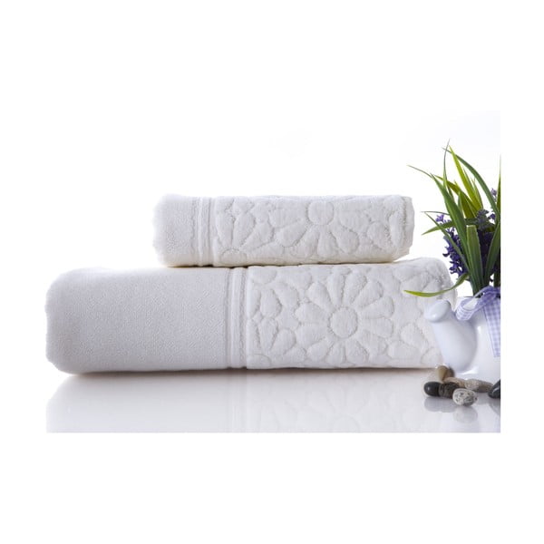 Set dvou ručníků Samba Ecru, 70x140 a 50x90 cm