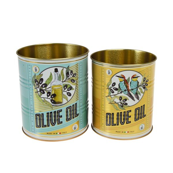 Dekoratiivsed plekk-hoiukarbid komplektis 2 tk ø 11x13 cm Olive Oil - Rex London-image-1