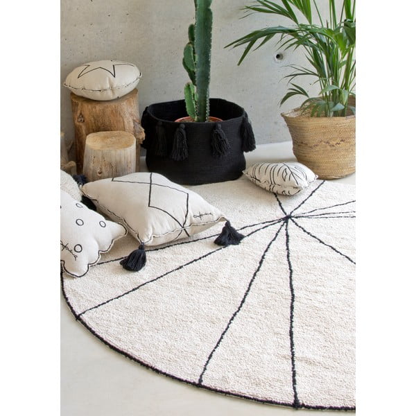 Kreem pestav käsitsi kootud puuvillane ümmargune vaip ø 160 cm Trace Beige - Lorena Canals-image-1