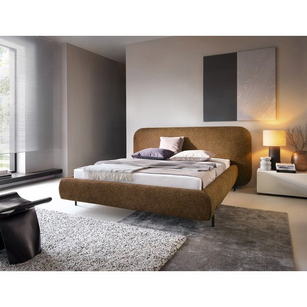 Ookerkollane polsterdatud kaheinimesevoodi koos panipaiga ja voodipõhjaga 160x200 cm Pointt - ELTAP-image-1