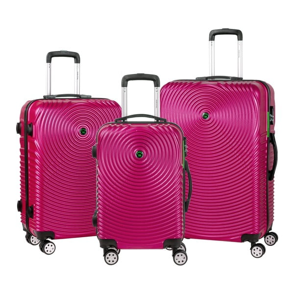 Sada 3 růžových cestovních kufrů na kolečkách Murano Traveller