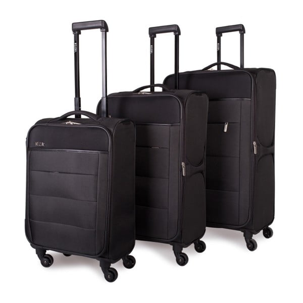Sada 3 černých cestovních kufrů na kolečkách Arsamar Davis