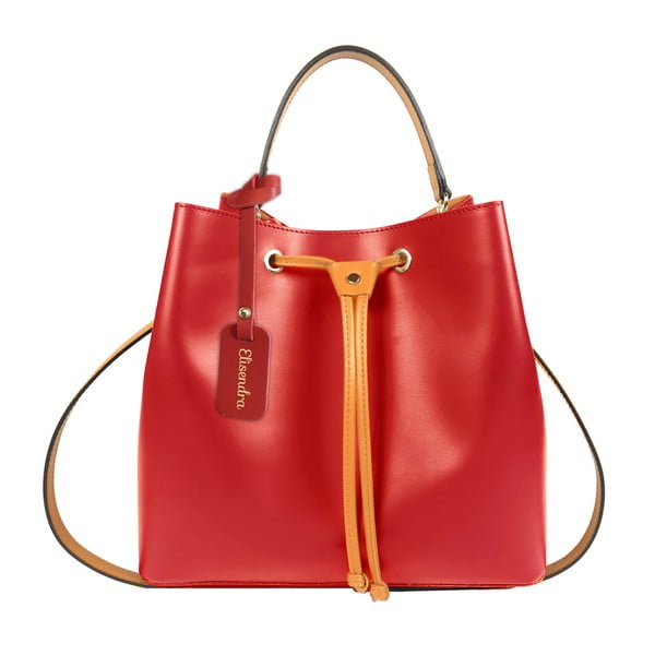 Červená kožená kabelka s oranžovým detailem Maison Bag Lexy