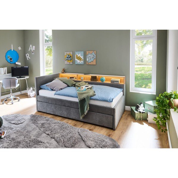 Hall nurgaga lastevoodi panipaigaga ilma liistudeta 90x200 cm Uno - Meise Möbel-image-2
