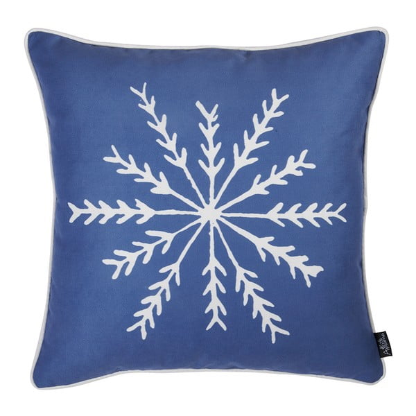 Modrý povlak na polštář s vánočním motivem Mike & Co. NEW YORK Honey Snowflake, 45 x 45 cm