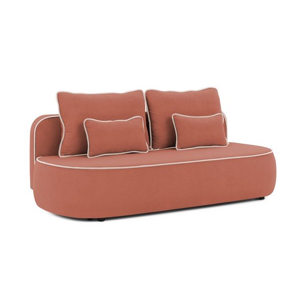 Roosa/helehall sametdiivanvoodi/panipaigaga 210 cm Saga - Ropez