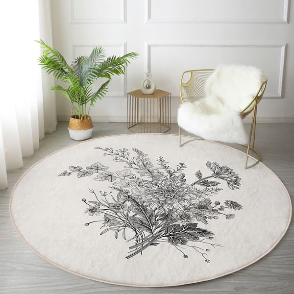 Kreem pestav ümmargune vaip, sobitub robottolmuimejaga ø 80 cm Comfort - Mila Home-image-3