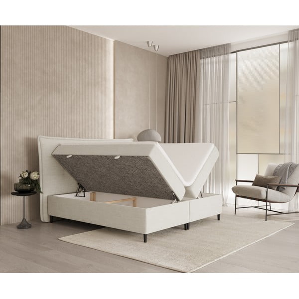 Kreemvalge vedrumadratsiga voodi koos panipaigaga 160x200 cm Sinai - Maison de Rêve-image-2