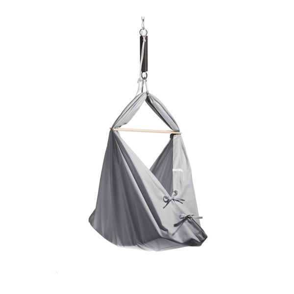 Malá šedá kolébka z bavlny se zavěšením do stropu Hojdavak Baby, 0 - 9 měsíců